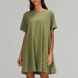 Lululemon All Yours T-Shirt Dress in Bronze Green SZ M